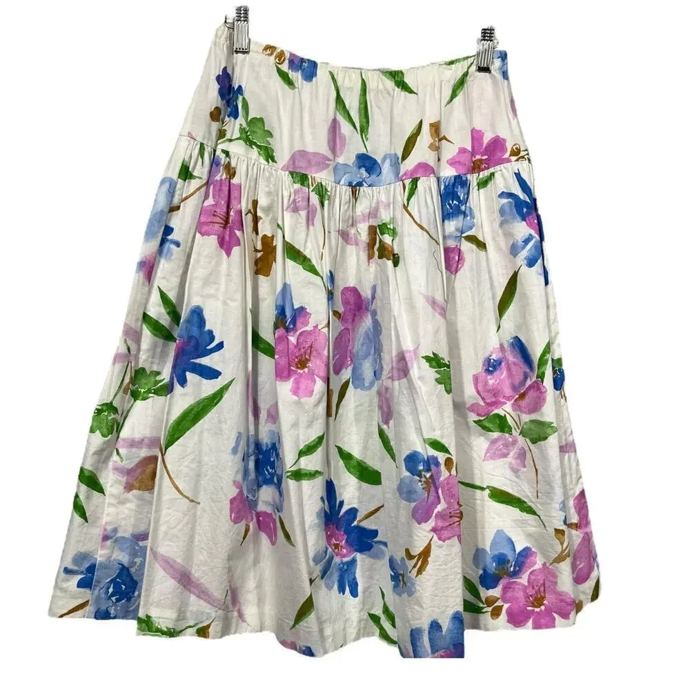 Vintage Women’s Watercolor Long Skirt / Size-12P